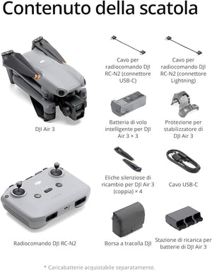 DJI Air 3 Fly More Combo con radiocomando DJI RC-N2, drone con doppia fotocamera principale con teleobiettivo medio e grandangolare 4K HDR - Scopri l'innovazione di alta qualità - a soli 1364€