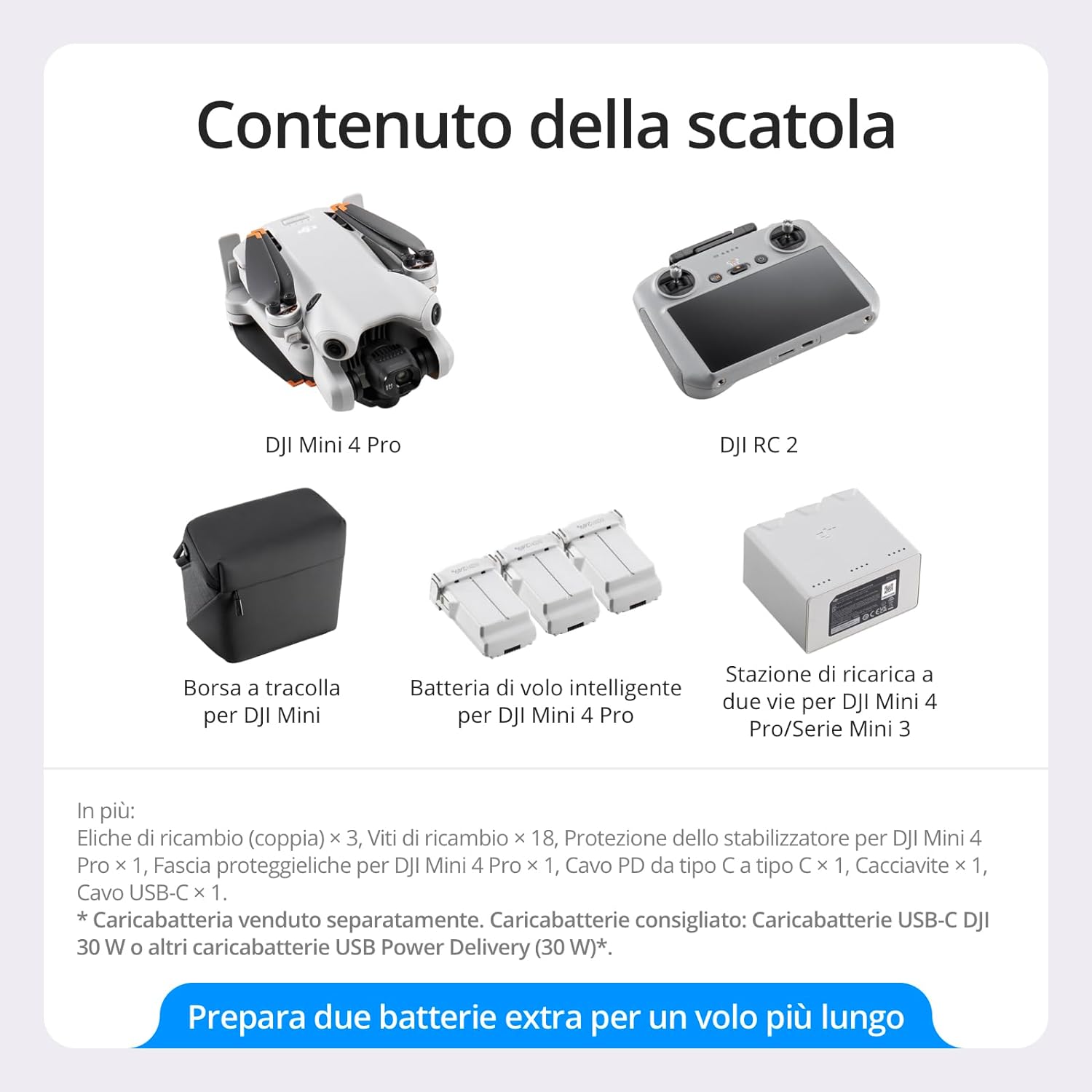 DJI Mini 4 Pro Fly More Combo con DJI RC 2 (Radiocomando con Schermo), Mini Drone con Telecamera, Meno di 249 g, Autonomia di Volo di 34 minuti - Scopri l'innovazione di alta qualità - a soli 1033€