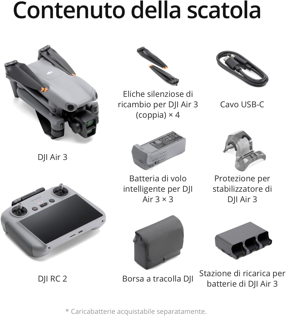 DJI Air 3 Fly More Combo con DJI RC 2 radiocomando con schermo), drone con doppia fotocamera principale media e grandangolare 4K HDR - Scopri l'innovazione di alta qualità - a soli 1410€