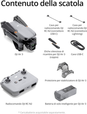 DJI Air 3 (con DJI RC-N2), drone con doppia fotocamera principale media e grandangolare, autonomia di 46 min, rilevamento ostacoli omnidirezionale - Scopri l'innovazione di alta qualità - a soli 987€