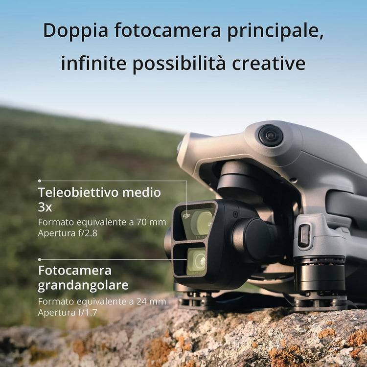 DJI Air 3 Fly More Combo con DJI RC 2 radiocomando con schermo), drone con doppia fotocamera principale media e grandangolare 4K HDR - Scopri l'innovazione di alta qualità - a soli 1410€
